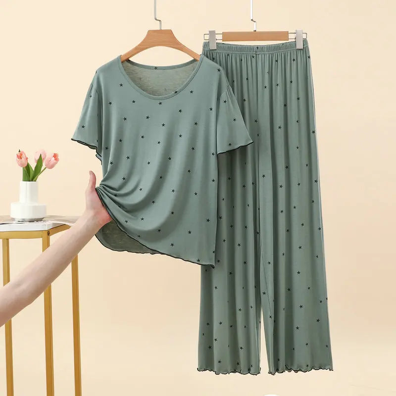 Thin Modal Short Sleeve Sleepwear Women's Pajamas Ladies Summer New Nightie Loose Pyjama Set Woman Female Sleeping Loungewear