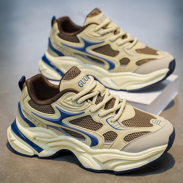 Chunky Sneakers Four Seasons Men's Breathable lightweight Soft Sole anti Slip Running Shoes Fashion Students Speed Sports Shoes