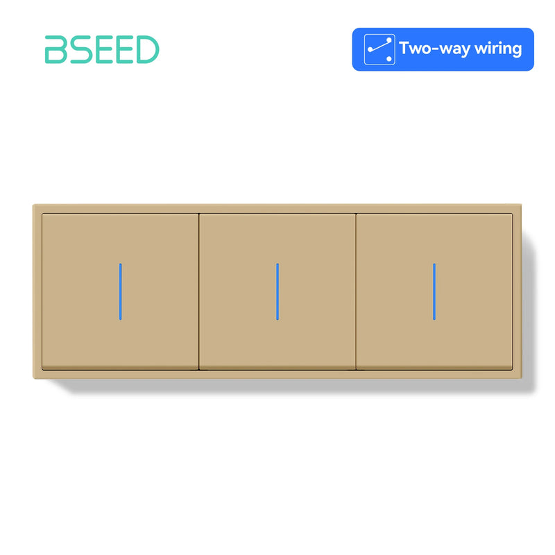 BSEED 1/2Gang 2Way Button Light Switch With EU Socket 20W AC Socket Plastic Frame Wall Switch On Off For Stairs LED Backlight