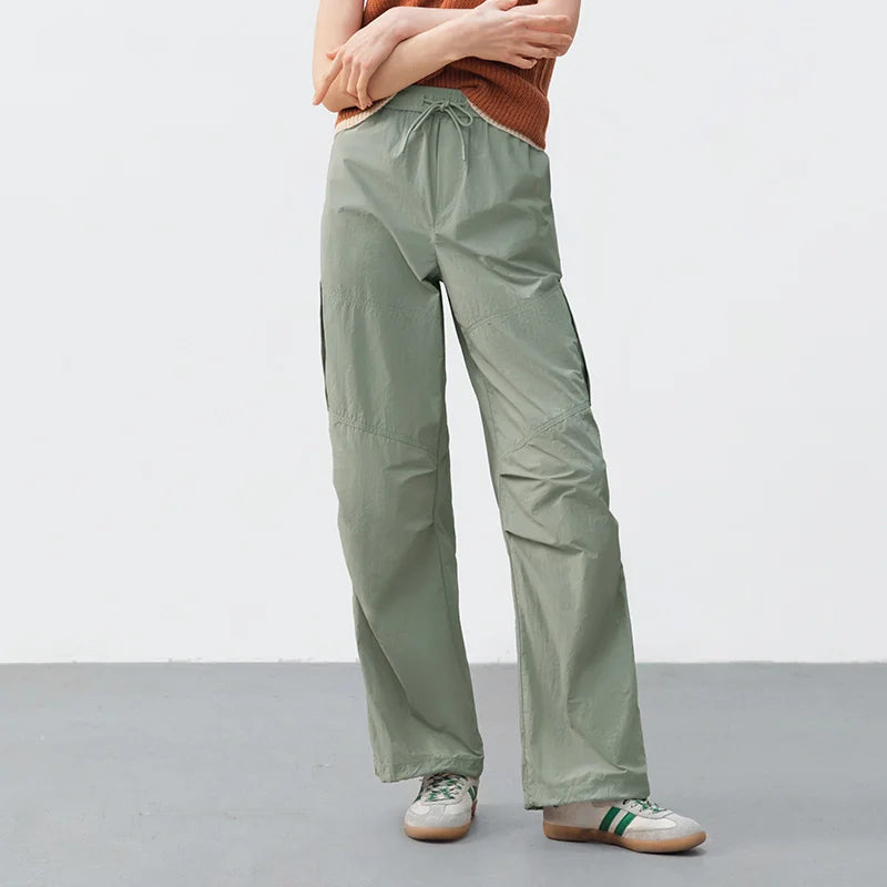 Semir Women Pants Wide 2026 Leg Knitted Loose Fit Elastic Waist Drawstring Urban Casual Everyday Style Soft Comfortable