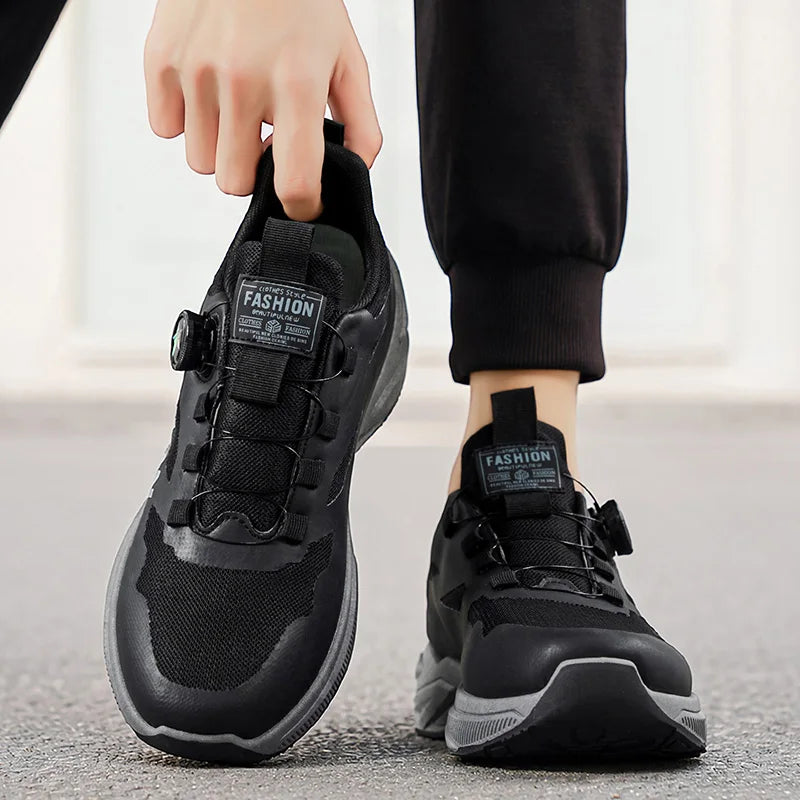 Men's rotating buckle casual sneakers four seasons new breathable lightweight outdoor running shoes students speed sport shoes