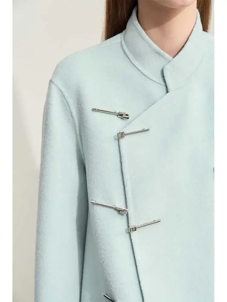 Amii Minimalist Winter Clothes Women 2026 Long Coat 100% Woolen Coat New Chinese Style Office Lady  Soild Loose Jacket 12424017