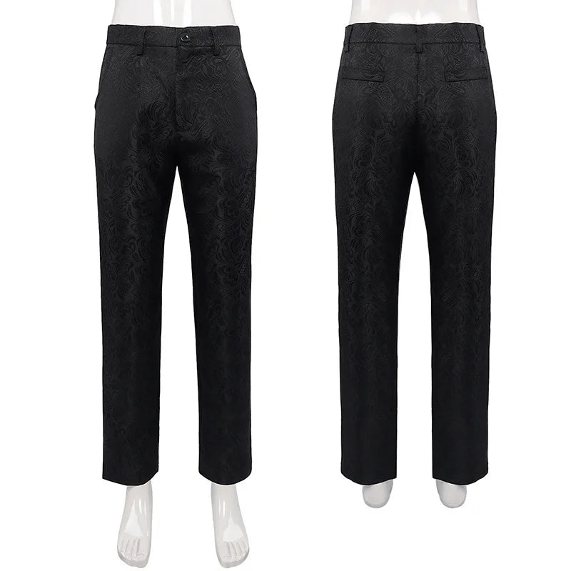 2026 Medieval-inspired Men's Black Pants, Jacquard Fabric Trousers, Perfect for Weddings, Parties, and Stage Performances.