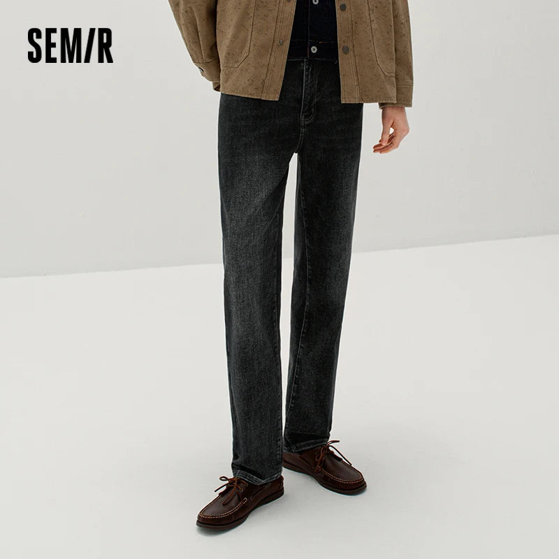 Semir Men Denim Jeans Cotton Stretch Regular Fit Straight Leg Vintage Wash Modern Style Versatile 2026 New Winter Daily Wear