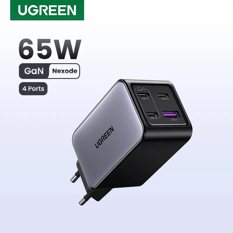 UGREEN 65W GaN Charger 4 Ports USB C Fast Charger Quick Charge 3.0 PD 3.0 For Macbook Air Laptops Tablet iPhone 18 17 16 Pro Max