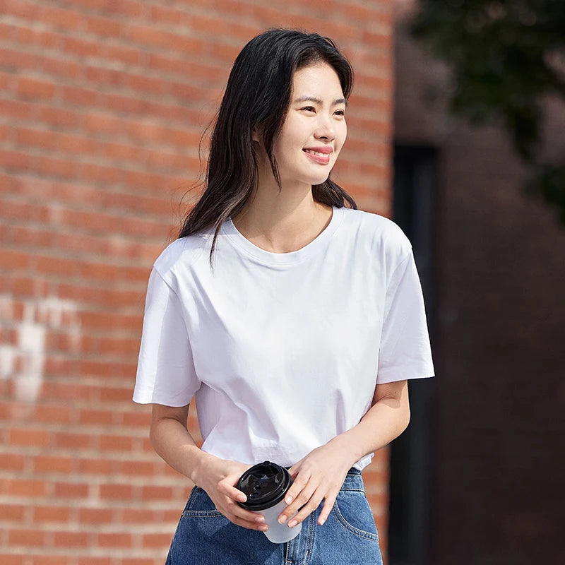 Semir Minimalist Tshirt Unisex Summer Solid Color Slim Fit Daily Commute Versatile Top Comfortable Basic Wear