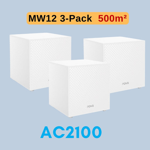 Tenda Mesh Wifi Router 2100mbps MW12 Gigabit Dual band Wireless Roteador AC2100 2.4&amp;5Ghz Network Mesh Range Extender Cover 500m² AC2100 3-Pack