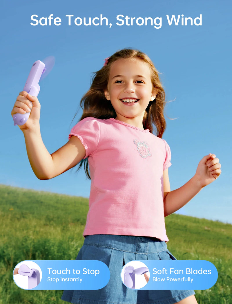 JISULIFE Handheld Fan, 4500mAh Battery 37hrs Runtime, 3 Speeds, Pocket Portable Folding Personal Fan with Power Bank Flashlight