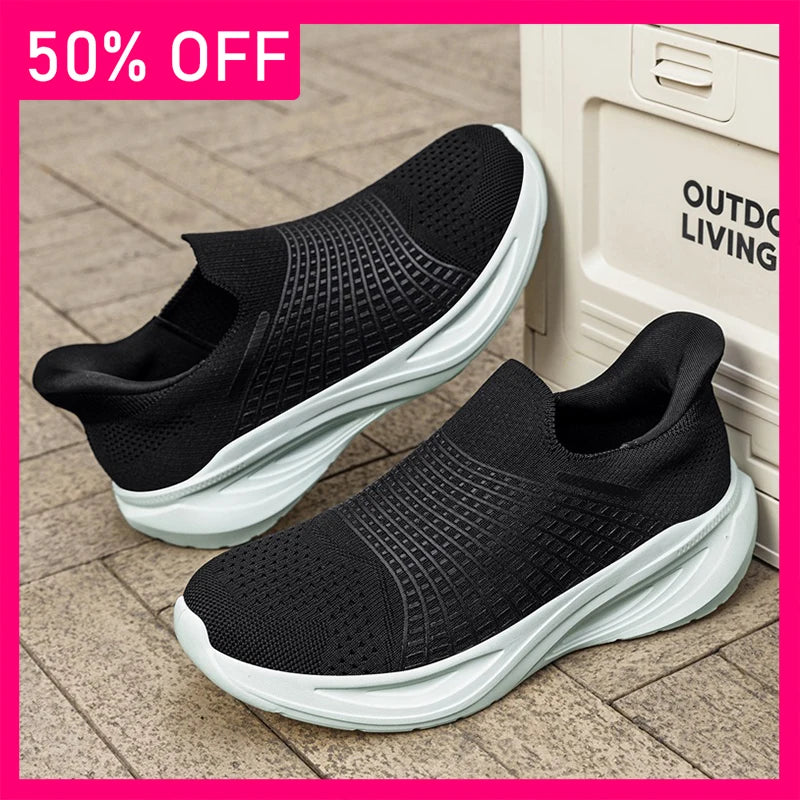 Mens Walking Shoes Summer Mesh Breathable Lightweight Comfortable Loafers Outdoor Fitness Jogging Fashion Simple Casual Sneakers