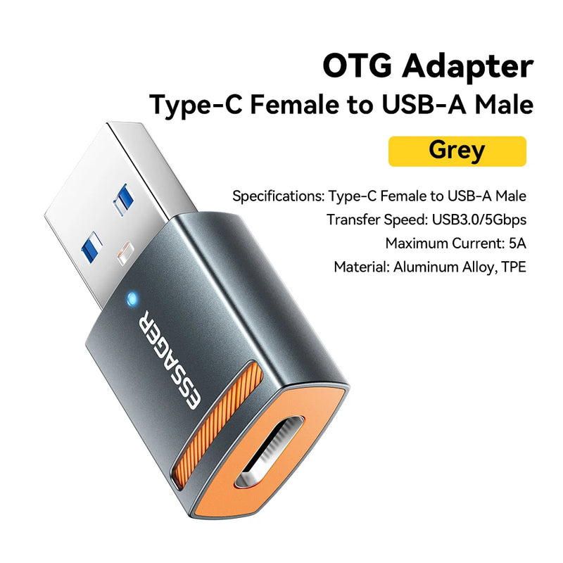 ឧបករណ៍ភ្ជាប់ Essager USB3.0 OTG Type-C USB-A Micro Female ទៅ USB Micro iP Type-C Male Converter សម្រាប់ Macbook Xiaomi iPhone OTG Adapter