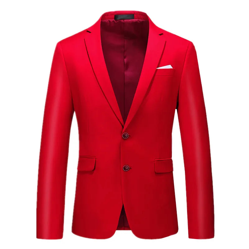 Men's Rose Red Suit Jacket, Wedding/Office Slim-fit Formal Coat, Asian Size M-6XL,Available in Blue, Gray, Black, Purple, Green