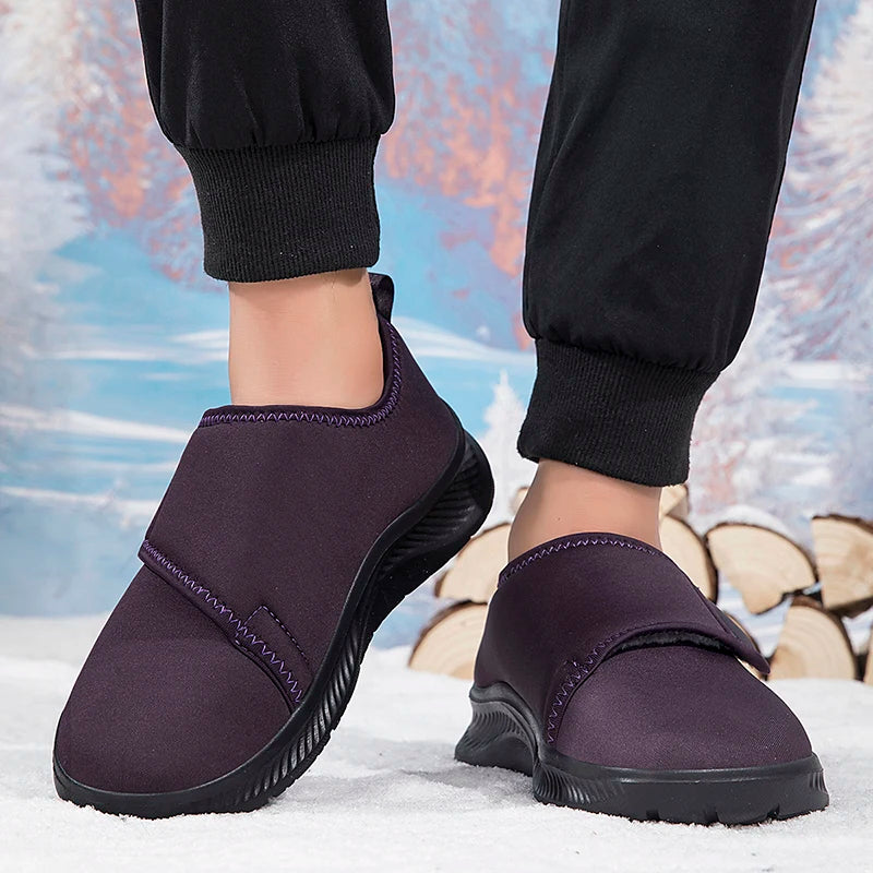 Winter Open Elderly Shoes With Plush For Diabetic Swollen Foot Wide Width Hallux Valgus Bunion Thumb Eversion For Men Women