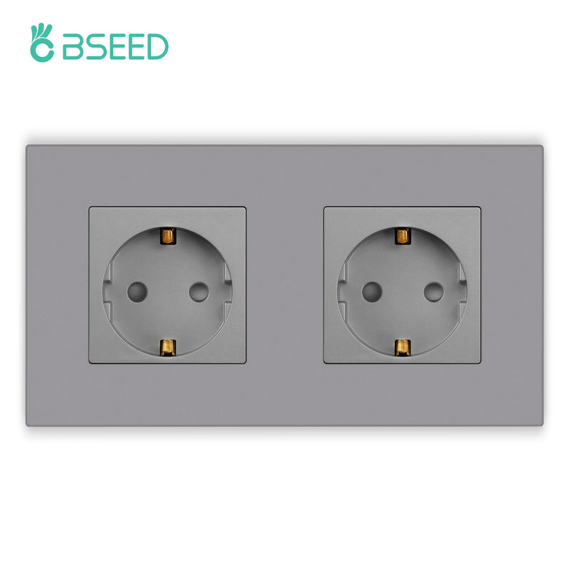 BSEED Button Switch 1/2/3Gang 1Way Wall Sockets With USB Type-C Phone Charger Mounted Double Socket Plastic Panel Triple Outlets
