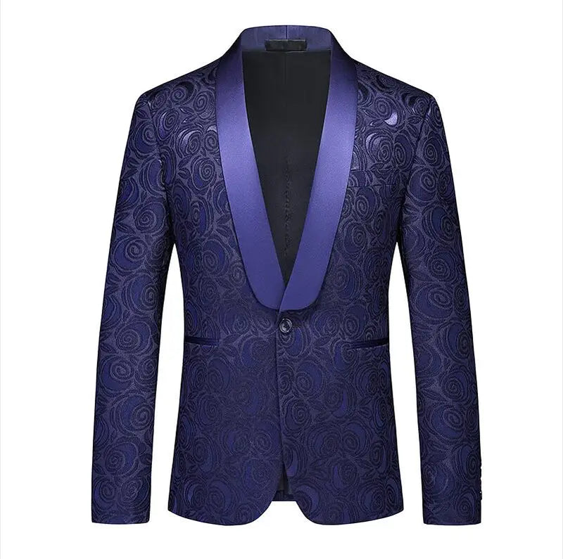 2026 New Men's White Rose Pattern Suit Jacket, Wedding Party Dress Coat, High Quality Men Slim Blazers Masculino Big Size M-6XL