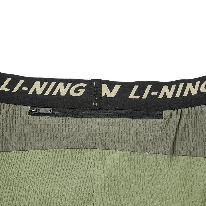 ខោរត់បុរស Li-Ning ទន់ស្រួល 94% Polyamide 6% Elastane ទំហំធម្មតា មានហោប៉ៅរ៉ូត ខោកីឡា LiNing AKSW121