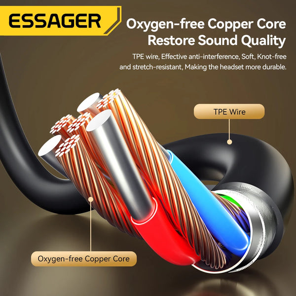 កាសស្តាប់ត្រចៀក Essager 3.5mm មានខ្សែ កាសស្តាប់ត្រចៀកក្នុងត្រចៀក មានមីក្រូហ្វូន កាសស្តេរ៉េអូ ការគ្រប់គ្រងក្នុងខ្សែសម្រាប់ទូរស័ព្ទ