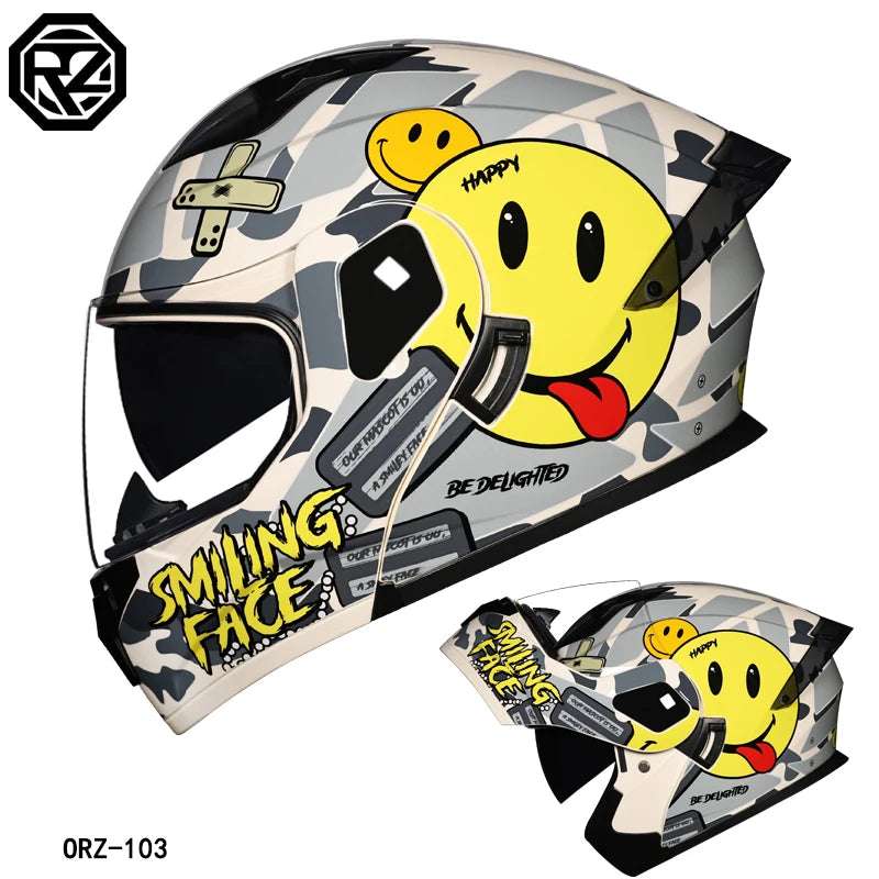 High Quality ORZ Motorcycle Full Face Helmet Four Seasons Motocross Racing Modular Flip Up Casco Moto Men Women Off Road Helmet