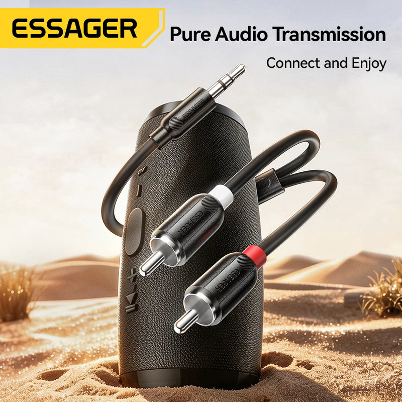 Essager RCA Cable 3.5mm to 2RCA AUX Audio Cable Splitter for Smartphone TV PC Speaker Amplifier Home Theater RCA AUX Audio Cable