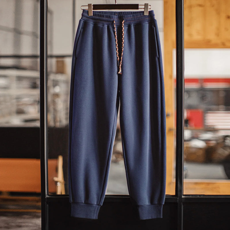 Maden Men’s Navy Fleece Lined Jogger Sweatpants Winter Thick Warm Drawstring Casual Loose Pants