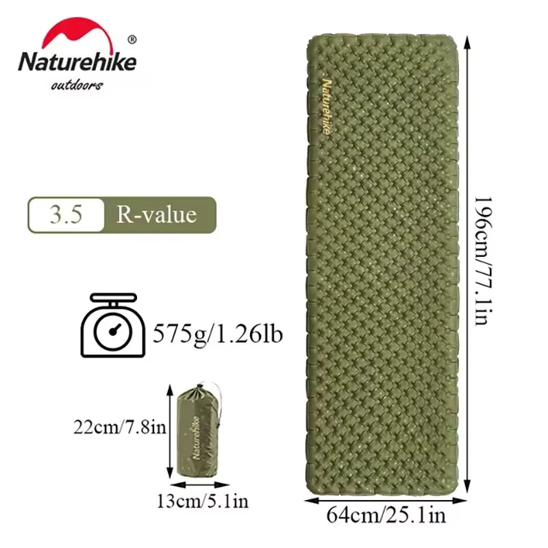 Naturehike Inflatable Mattress R3.2 R3.5 Air Bed Outdoor Camping Travel Ultralight Portable Moisture-proof Mat Sleeping Pad