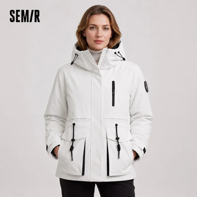 Semir Down Jacket Women Mid-Length Waterproof Oil-proof Stain-proof 2026 New Winter Clothing Coat Women