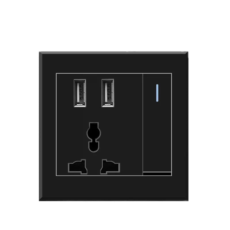Depoguye Universal USB wall socket with light switch, 2.1A dual USB phone charging port, switch control socket  AC110V -250V