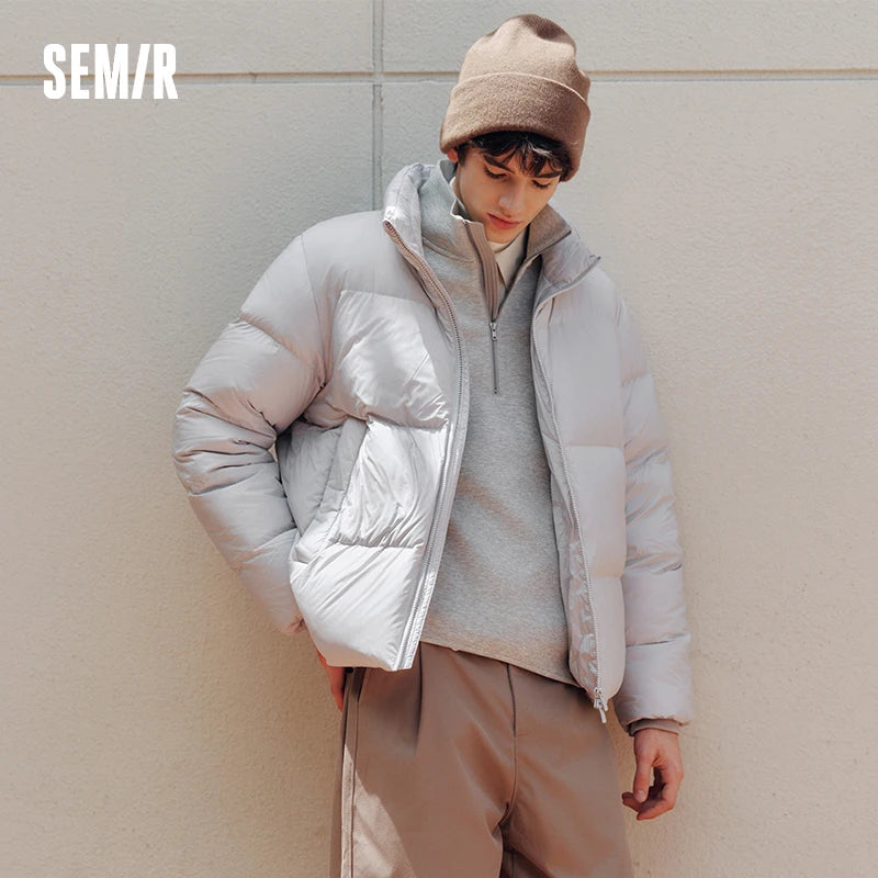 Semir Gray Duck Down Jacket Lightweight Warm Slim Men 2025 Winter Casual Fashion Puffer Coat Short Style Outerwear