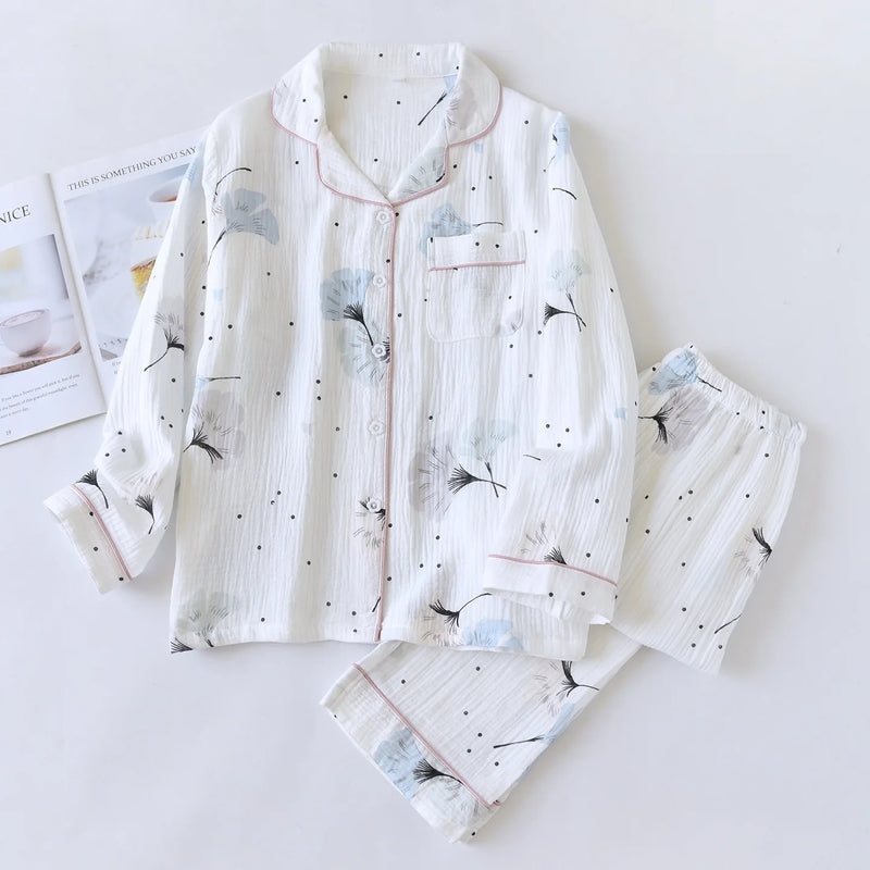 Floral Pajamas Sleepwear Women’s Loungewear Night Wear for Ladies Home Wear New Spring Autumn Long Sleeve Nightwear for Woman