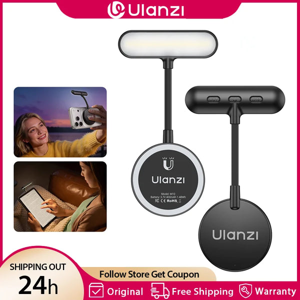 ភ្លើងទូរស័ព្ទ Ulanzi M10 ម៉ាញេទិក អាចបត់បែនបាន ពីរពណ៌ 2500-4500K 400mAh ភ្លើងបំពេញអាចលៃតម្រូវបាន 5 កម្រិត សម្រាប់ Iphone 17 16 Android iPad