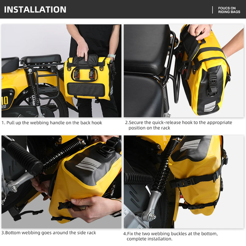 Rhinowalk Motorcycle Saddle Bag Waterproof 15L Motor Quick Release Rack Side Bag Laptop Storage Bag Fit For Most Motors 1 Piece