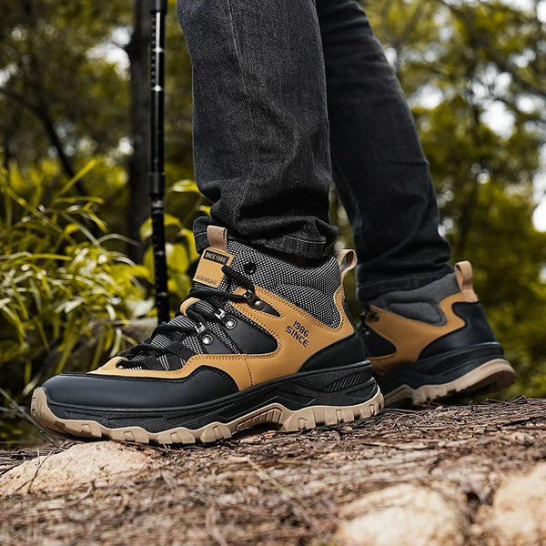 Men's boots four seasons new soft-sole anti-slip comfort casual boots fashion youth outdoor work boots breathable high-top boots
