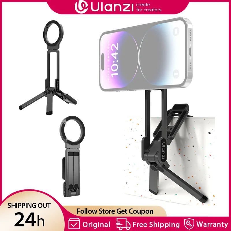 ជើងទ្រទូរស័ព្ទ Ulanzi MA38 MagLock ជើងទ្រទូរស័ព្ទដែលអាចបត់បានជាមួយមូលដ្ឋានម៉ាញេទិក Arca-Swiss សម្រាប់ Iphone 16 15 14 Vlog Live