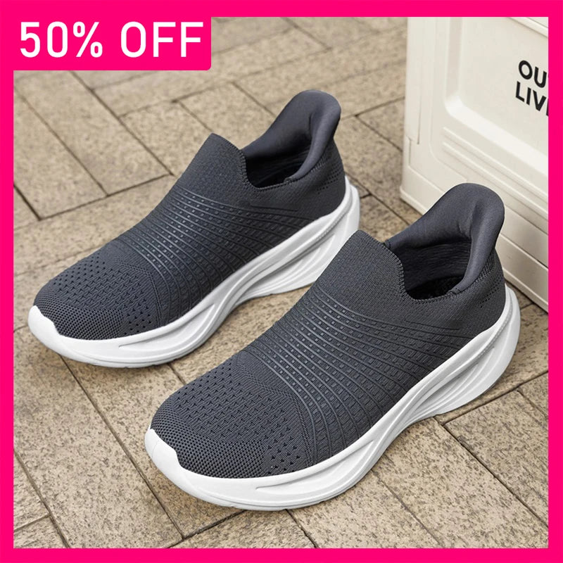 Mens Walking Shoes Summer Mesh Breathable Lightweight Comfortable Loafers Outdoor Fitness Jogging Fashion Simple Casual Sneakers