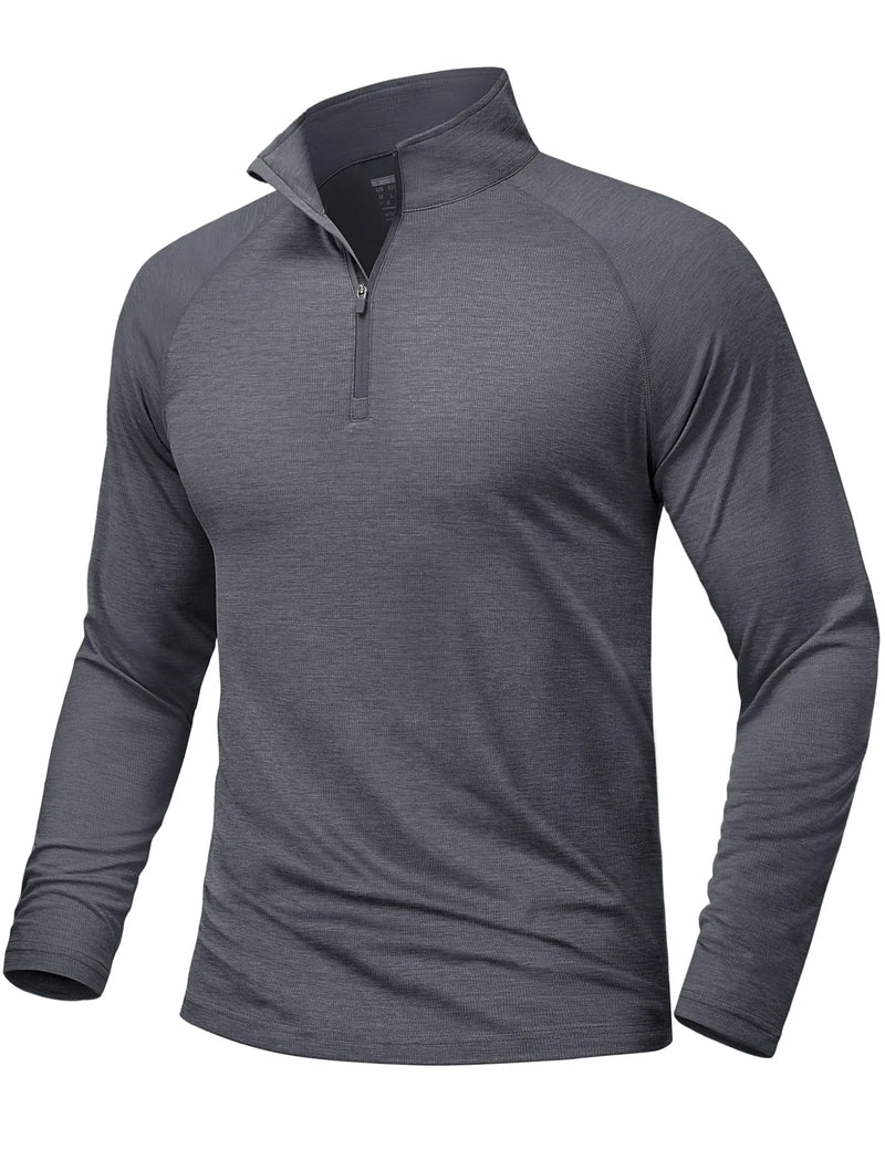 TACVASEN Sun Protection Long Sleeve Shirts Men's 1/4 Zip Up UPF 50+ Rash Guard Lightweight Quick Dry Fishing Running T-Shirts