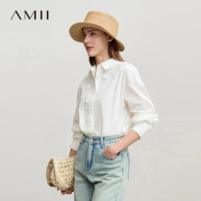 អាវ Amii សម្រាប់នារី រដូវស្លឹកឈើជ្រុះ ឆ្នាំ២០២៦ អាវក្រៅថ្មីសម្រាប់ធ្វើដំណើរទៅធ្វើការ អាវពណ៌ស ដៃអាវរលុង ដៃអាវទម្លាក់ចុះ 12611002
