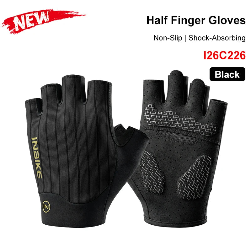 INBIKE Half Finger Cycling Gloves Summer Bicycle Gloves Shock-absorption Breathable Mountain Bike MTB Gloves Cycling Accessories