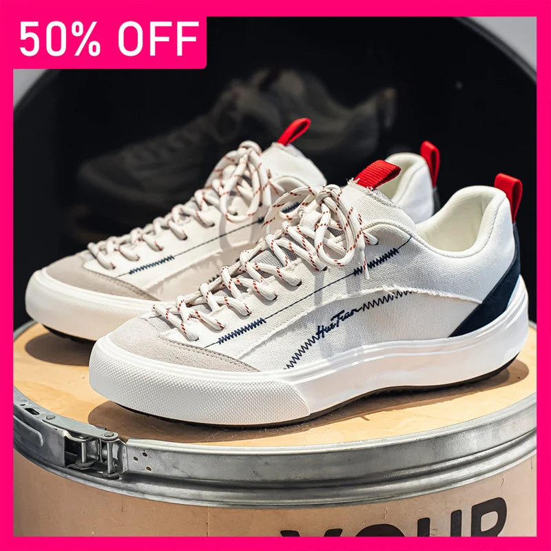 Men Sports Shoes Spring New Flat Bottomed Non Slip Walking Shoes Comfort Versatile Lace Up Breathe Outdoor Fashion Casual Shoes