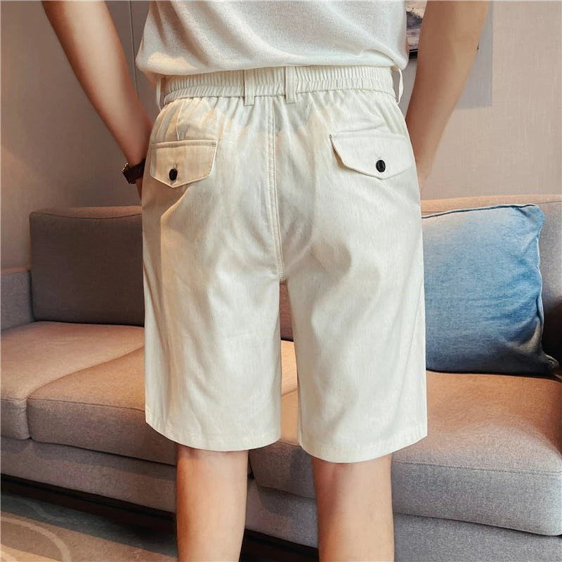 Men's Premium Seersucker Linen-Blend Shorts – Elastic Waist Straight-Leg Casual Summer Shorts for Beach & Daily Wear