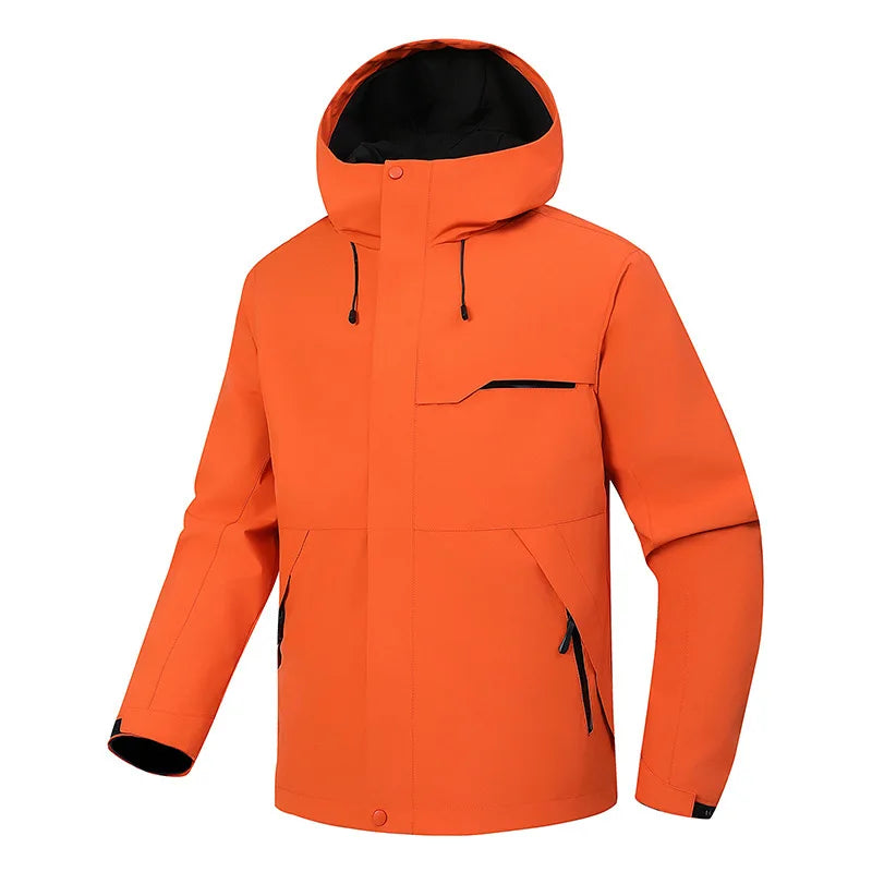 2026 Spring New Arrival Men's Long-Sleeve Hooded Jacket, Zip-Up Windbreaker, Available in Gray, Green, Black, and Blue.