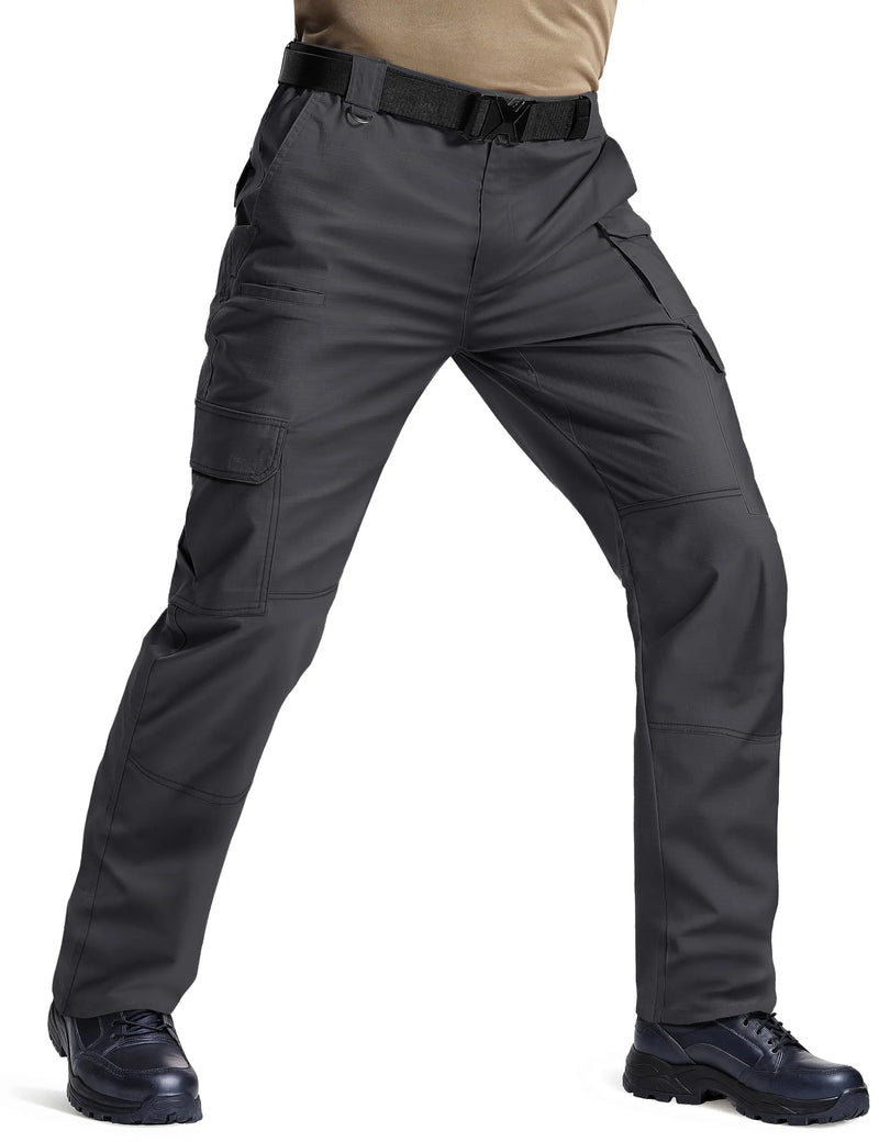 TACVASEN Mens Cargo Work Pants Hiking Tactical Waterproof Trousers Ripstop Breathable Stretch Pants with 8 Pockets(No Belt)