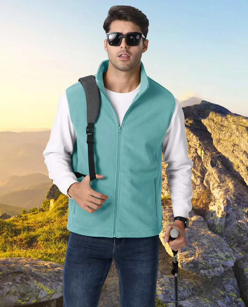 TACVASEN Fleece Vest Jackets Mens Stand Collar Sleeveless Jacket Spring Autumn Casual Waistcoat Fishing Hiking Outdoor Vest Male