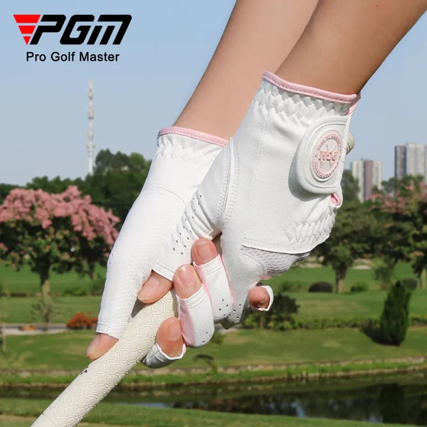PGM Women Golf Gloves 1 pair Made of Microfiber Fabric Breathable Wear-resistant Anti Slip Soft Color Matching ST031/ST034