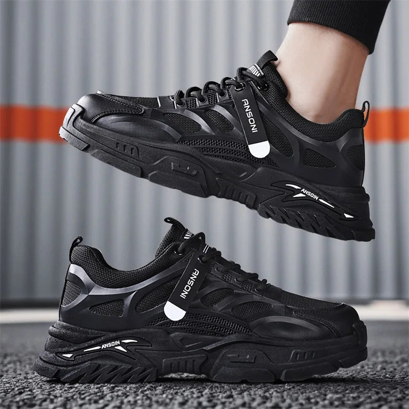 Men's thick-sole sports casual shoes spring summer soft-sole anti-slip breathable outdoor running shoes students tide sneakers