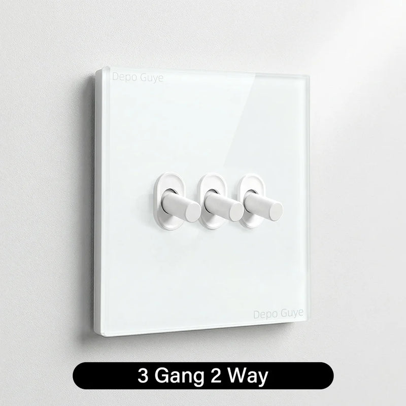 Wall Toggle Light Switch EU FR Standard White Glass Panel European Power Socket With Dual Type-c 20W Fast Charge Port Outlet