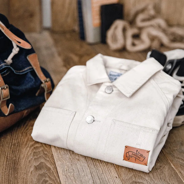 Maden Workwear អាវក្រៅកការ៉េពណ៌សរបស់បារាំងបែបវីនថេចហោប៉ៅធំសម្រាប់បុរស Raglan អាវធំដើមរដូវស្លឹកឈើជ្រុះ