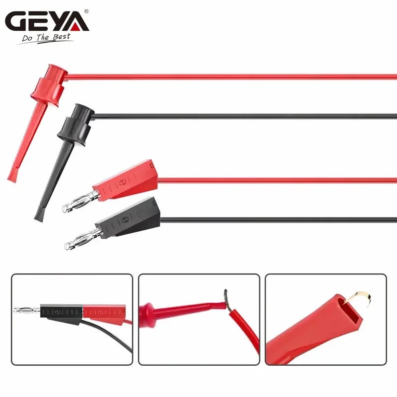 GEYA 18pcs Multimeter Test Leads Kit with Replaceable Needles Alligator Clips 4mm Banana Plug to Test Hook Clips Set