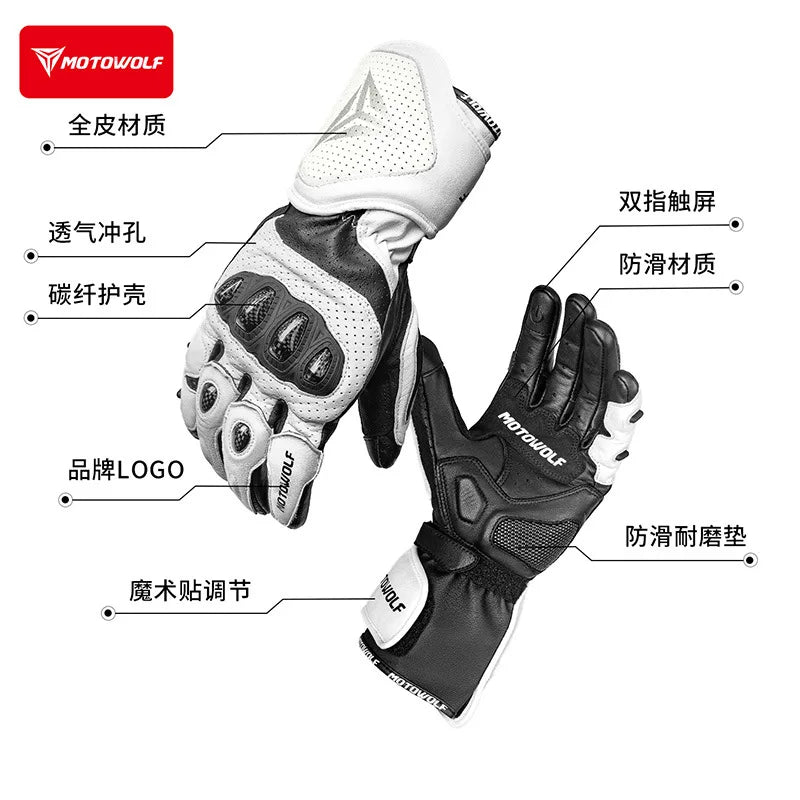 ស្រោមដៃម៉ូតូ MOTOWOLF ធ្វើពីស្បែកពិតប្រឆាំងនឹងការដួលរលំ ស្រោមដៃជិះសេះរដូវក្តៅ ស្រោមដៃម៉ូតូប្រឆាំងនឹងការដួលរលំ