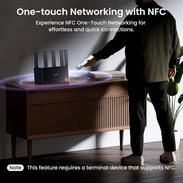 រ៉ោតទ័រ Tenda RE3L Dual Bands BE3600 WiFi7 3570Mbps Mesh Networking Gaming Acceleration 2.4/5GHz 3xPorts Network Repeater VPN NFC