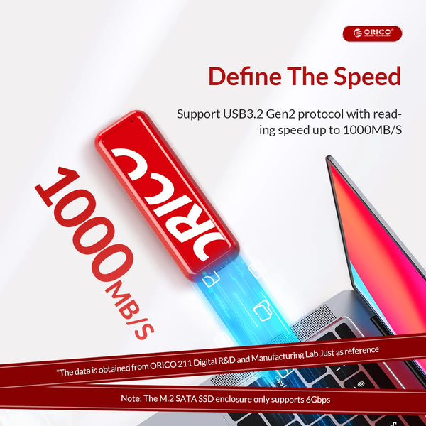 ORICO New Trend M2 NVMe SSD Enclosure 6Gbps 10Gbps USB 3.2 Gen 2 Type C M.2 SSD Case Classic Red Black Color Support Smart Sleep
