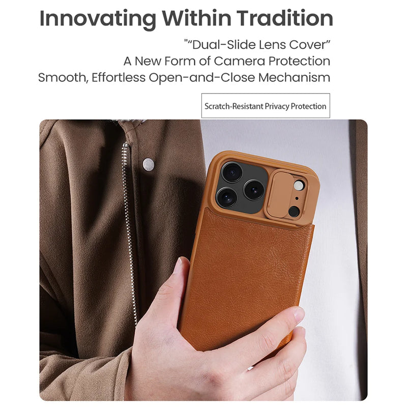 NILLKIN For iPhone 17 Pro Max Case Qin Pro Leather Flip Case Card Pocket for iPhone 17 Air for iPhone 17 Cover With Lens Holder